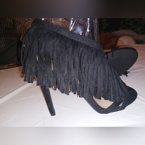 Black Fringe Heels Lemon Drop by Privileged - Picture 8 of 9
